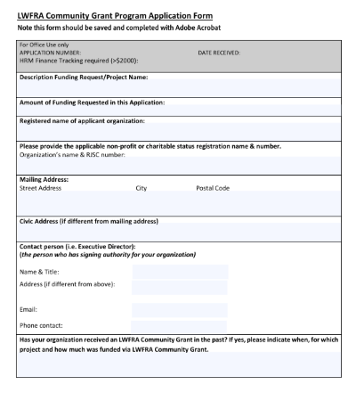 LWFRA Grant Application Form